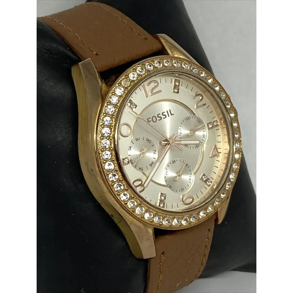 Fossil ES3466 Women's Brown Leather Analog Dial Quartz Genuine Watch HK1023